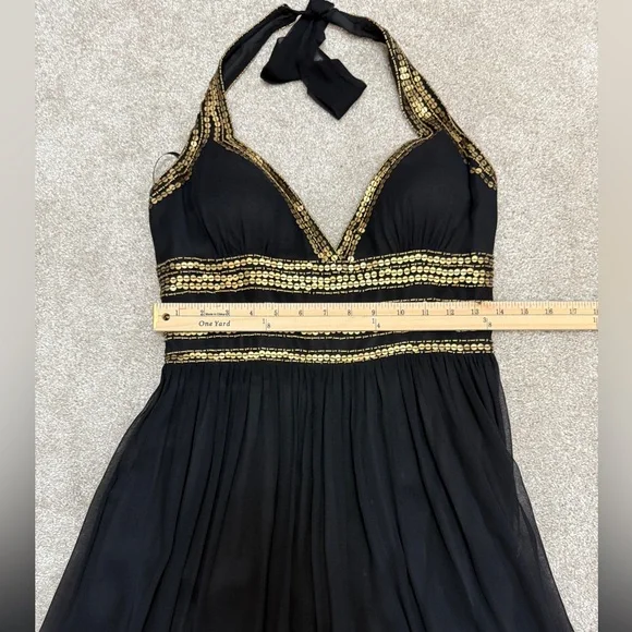 Vintage Cache Black Halter Dress with Gold Details - size 6 - NWT - Picture 3 of 15